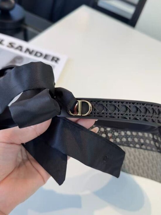 ?Dior-Style Black Woven Logo Visor Sun Hat main image 4